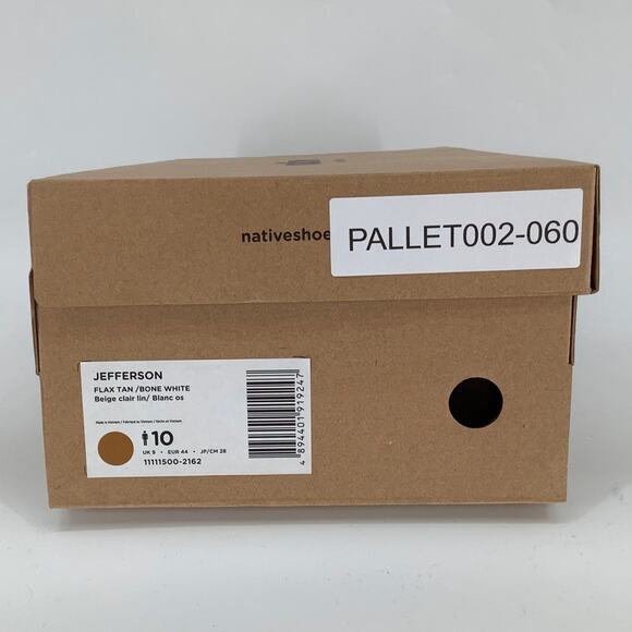 Native Shoes Mens 10 Flax Tan Bone Jefferson Slip On Sneaker Perforated P2-60 - Picture 10 of 10